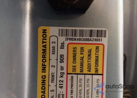 2008 Ford Edge Sel из США, поврежденный, VIN 2FMDK48C68BA24651